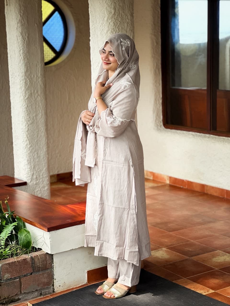 Crush anarkali with embroidery