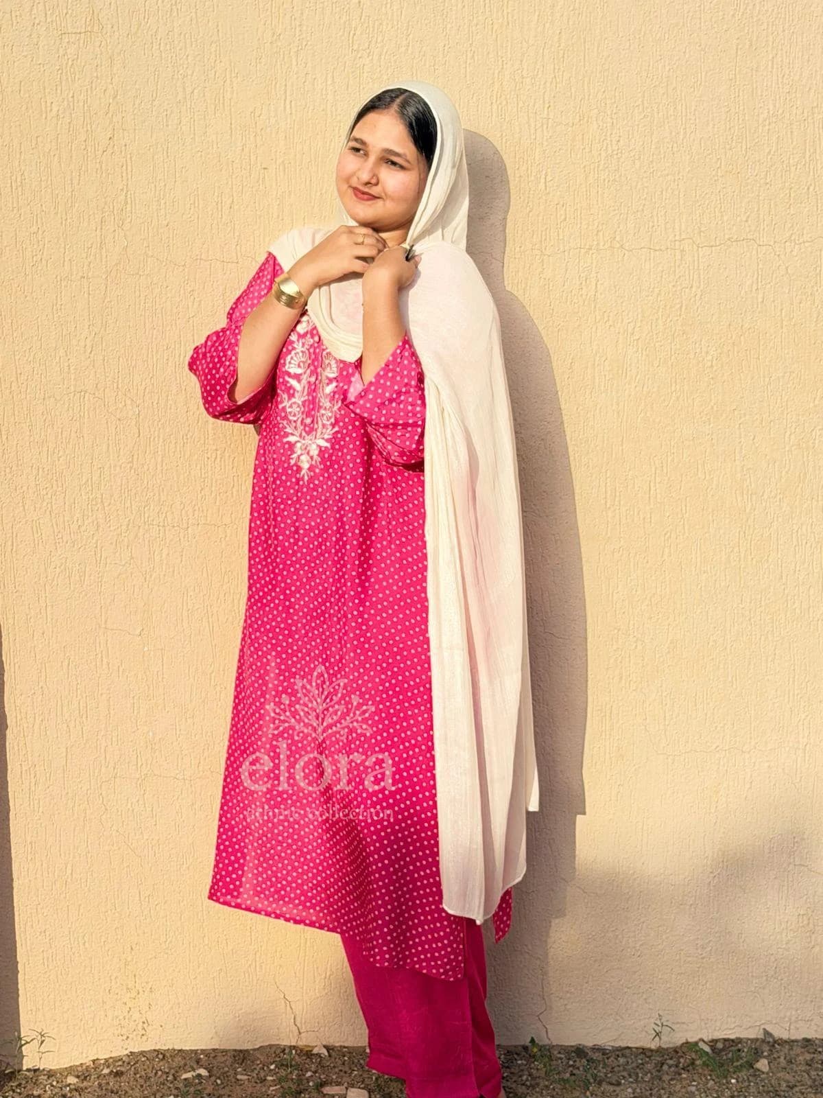 Pink Polka-Dot Muslin Plus-Size Co-ord Set