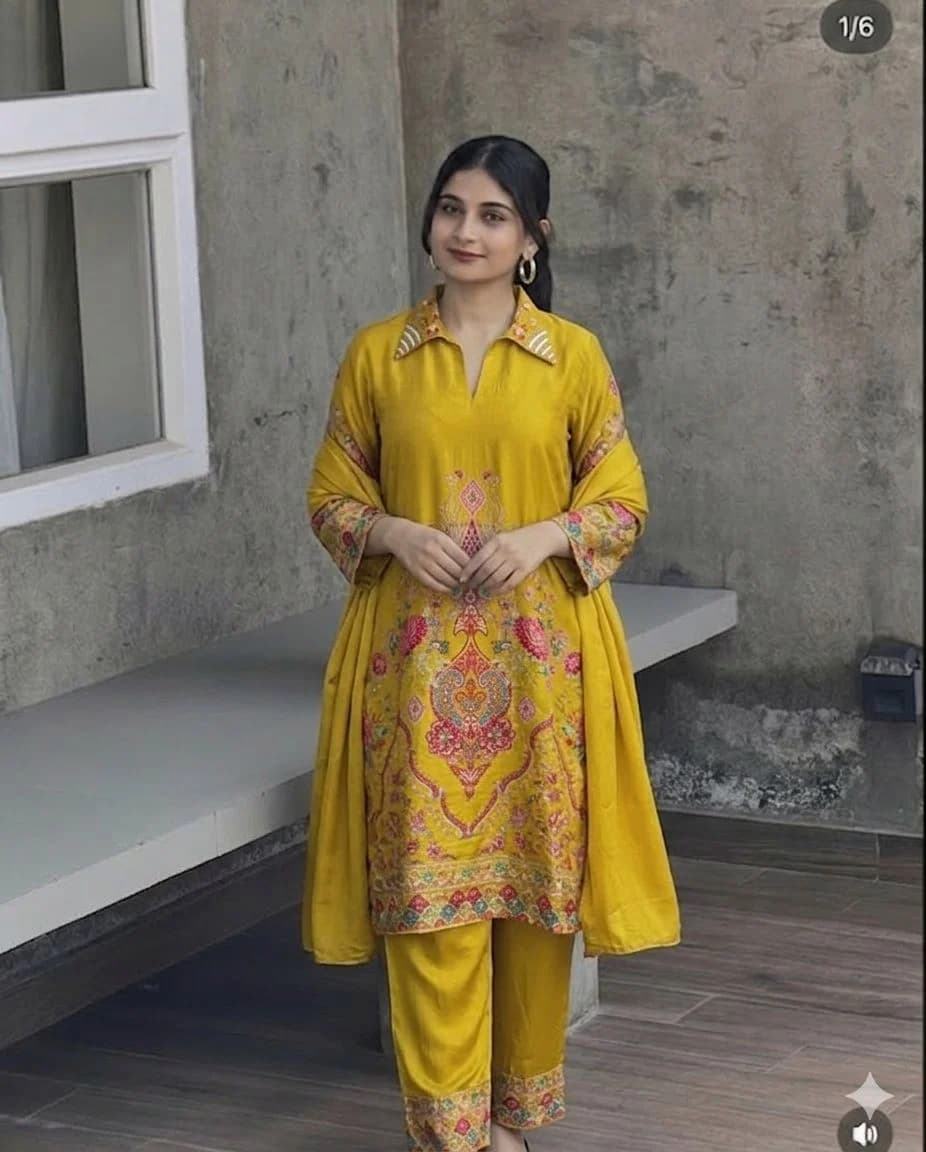 Mustard Digital Print Muslin Co-ord Set