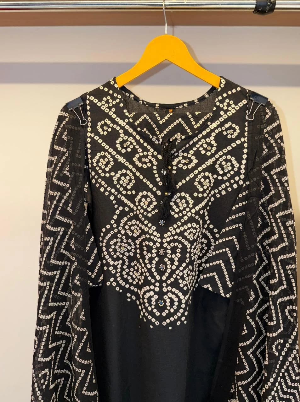Black Bandhani Print Straight Suit