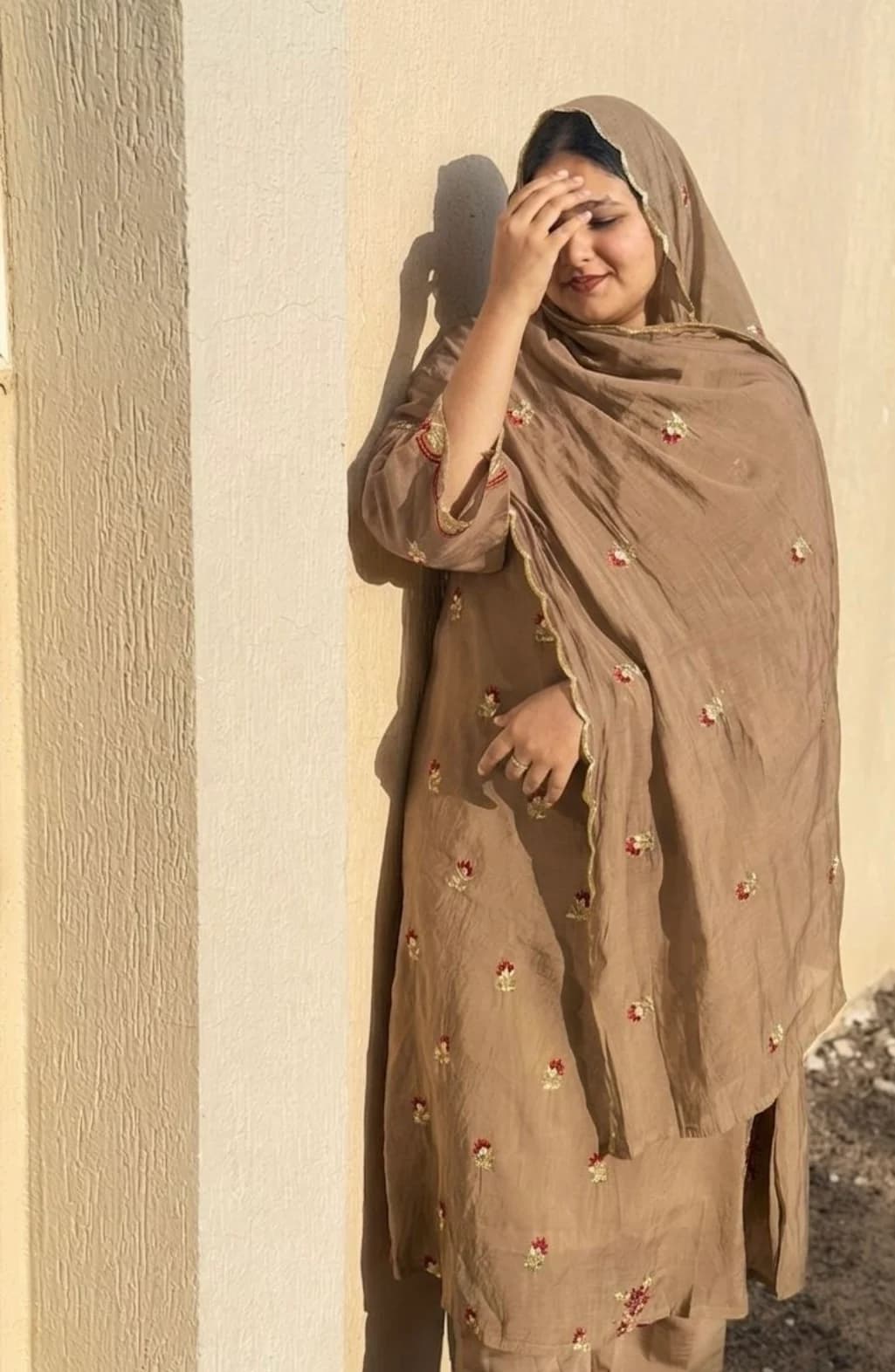 Floral Embroidered Straight Suit